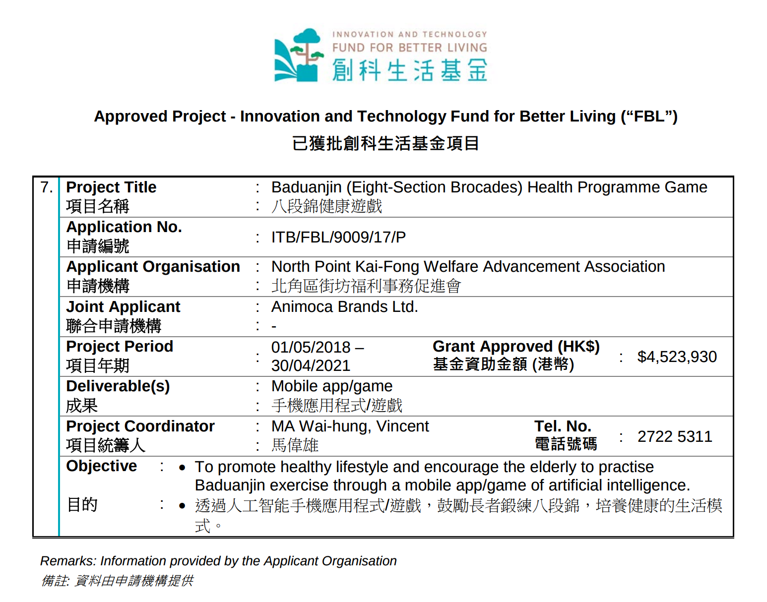 八段錦健康遊戲值450萬港元資助麼